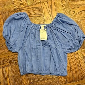 H&M Cropped Linen-blend Blouse